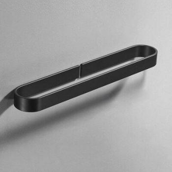 Wall-Mounted Black Towel Holder in Aluminum