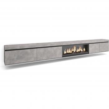 Mueble TV Moderno Gris con Chimenea Electricidad XXL 368x45x35