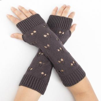 Knit Love Pattern Half Finger Gloves with Arm Cover