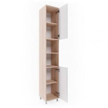 Armadio da bagno alto Fynn, 30 x 190 cm, in legno di quercia Sonoma e bianco