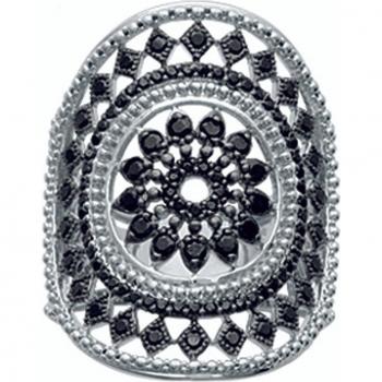 Carmen – Anillo de plata oscura de 28 mm con acabado en ródio