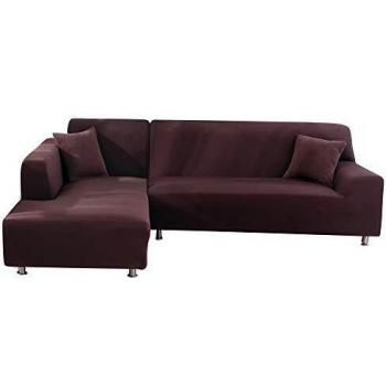 Fundas de Sofá Elásticas Chaise Longue, Extraíbles y Lavables, Cubre Sofá Universal Protector contra Polvo en Forma de L 2 Piezas