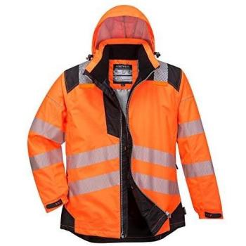 Portwest PW3 Hi Vis Winter Rain Jacket Orange / Black S