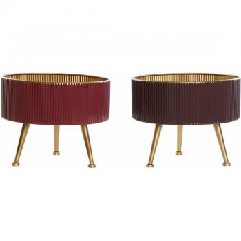 Macetero de Metal DKD Home Decor Granate y Marrón Oscuro 30x30x24 cm (Set de 2)
