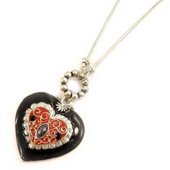 Lily's Midnight Heart Necklace – Black Edition (E5765)