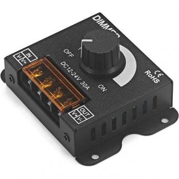 Gradateur LED 30A C/C 12V/24V avec boîtier en métal et bouton marche/arrêt, bande lumineuse ruban 5050