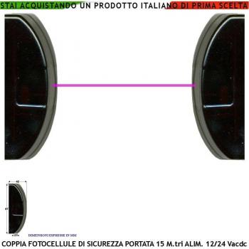 Fotocellule Sicurezza Controllo Cancello Elettrico Coppia TX RX Portata 15 Metri Montaggio Parete/Palina