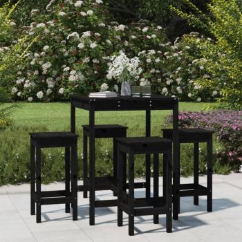 Mesa Alta para Jardín con 5 Piezas en Madera de Pino Negro