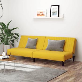Sofá cama de dos plazas en terciopelo amarillo