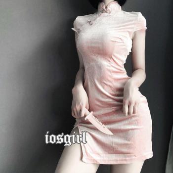 Vestido de Terciopelo Punk para Niña con Dobladillo Abierto