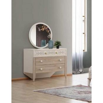 Modernes Schminkkommodenset mit integrierter Spiegelkonsole aus Holz – EU-Qualität