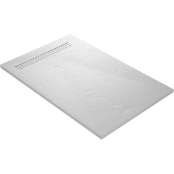 Piatto Doccia Canalizzato 100x100 Resina Finitura Ardesia Bianco