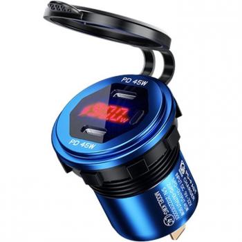 2022 Metal 12V-24V Fast Car Charger 45W USB C Dual Output