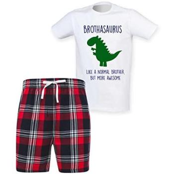Men’s 2XL Red Dinosaur Pattern Tartan Sleepwear