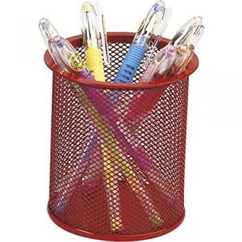 Cubilete porte-crayon Q-Connect métal rouge grille 86 mm 105 mm
