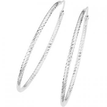 Smart Jewel Paar Creolen gerieft und diamantiert, Silber 925
