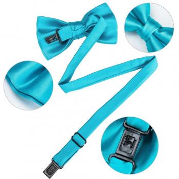 Children's Adjustable Y-Back Suspenders with Cyan Bow Tie