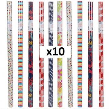 Papier cadeau décoré - Multicolore - L 200 x l 70 cm - Modèle aléatoire