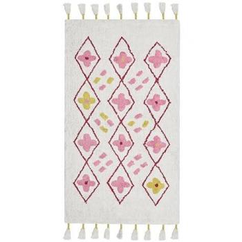Multicolored Cotton Area Rug 80 x 150 cm Rectangular with Tassels Geometric Pattern Bohemian Oriental Style