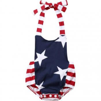 Citgeett Summer Striped Star Infant Sunsuit