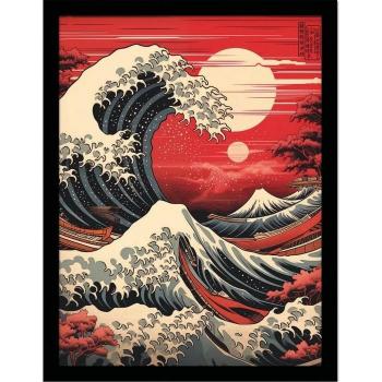 Wave Collection Sunset Framed Art 40cm Red/Black