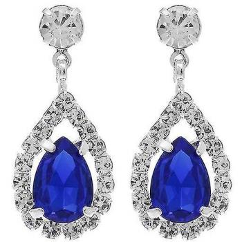 Pendientes Gota Azul Real en Plata 925 con Circonita