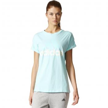 Adidas ESS LIN LO TEE Camiseta, Mujer, Azul