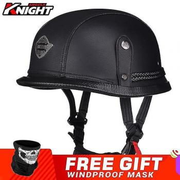 Demi-Casque Motocross en Cuir Noir