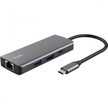 Docking usb tipo-c trust dalyx/ 2xusb/ 2xusb tipo-c/ 1xhdmi/ 1xrj45/ gris