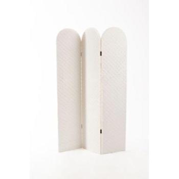 Biombo de Madera Miller Terciopelo Marrón con Toques Blancos