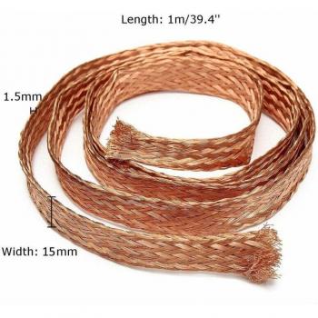 1pcs 6/15mm Tinned Copper Braided Conductive Tape