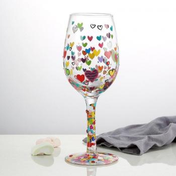Painted Glass Santa Unicorn Wine Goblet