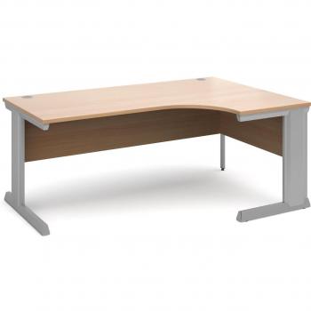 Vivo Right-Handed Ergonomic Desk with Silver Frame and Beech Top (1800mm)