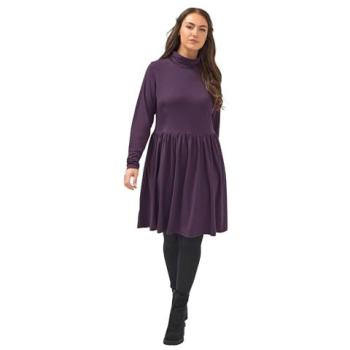 Robe à peplum violet avec col rond