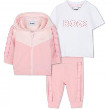 Conjunto Infantil BOSS Chándal Rosa y Blanco 3 Piezas