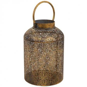 Portavelas de Metal Dorado Alexandra House Living 20 x 30 cm con Vidrio y Hierro