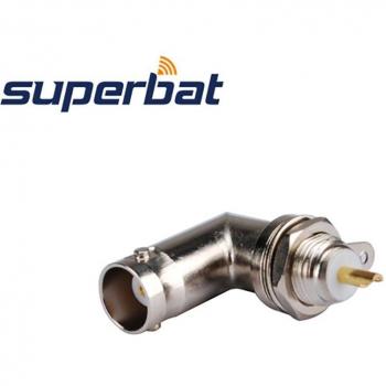 Superbat 10-Pack Right Angle BNC Panel Mount Female Connector with Solder Cup