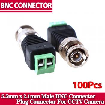 Conector BNC macho mini para CCTV con cable CAT5, 100 piezas