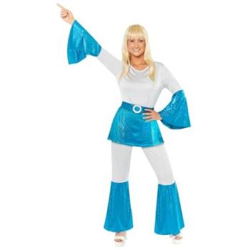 Amscan 70's Disco Königin Damen Outfit blau (46, 48)