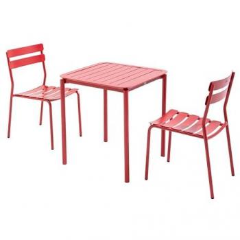 Table Carrée 70 cm avec 2 Chaises Rouge Foncé – OVIALA
