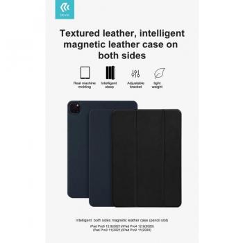Capa de Couro DEVIA para iPad Pro 12.9 - Azul com Slot para Pencil