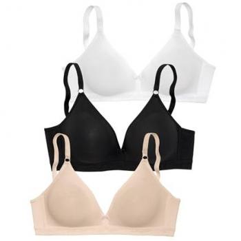 Bralette-BH PETITE FLEUR Gr. 90, Cup AA, bunt (1xtoffee, 1xschwarz, 1xweiß) Damen BHs ohne Bügel im Triangel-Schnitt aus Baumwolle, Basic Dessous