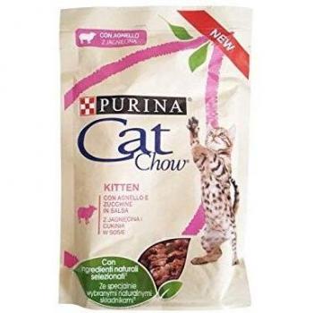 Purina Chow Cat Gatto Kitten con Agnello e Zucchine in Salsa da 85 gr in Busta