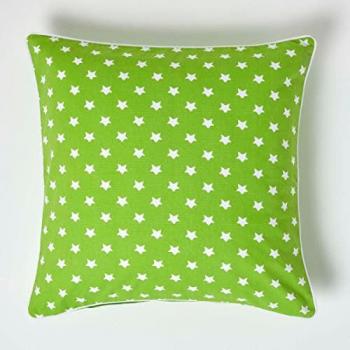 Cotton Green Stars Cushion Cover, 60 x 60 cm - Green - Homescapes