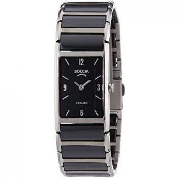 Boccia Damen‑Armbanduhr XS Analog Quarz Keramik 3212-02 – „Schwarz–Titanium‑Edition“
