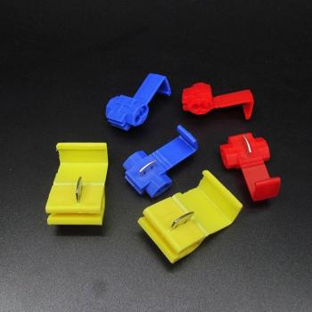 Empalmes rápidos para cables eléctricos en rojo, azul y amarillo - Conectores AWG 22-16/18-14 - Paquete de 50 unidades