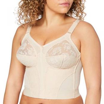 Triumph Womens Doreen L02 X Longline Non Wired Full Cup Bra - Beige Cotton - Size 42DD
