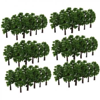 Dark Green Heizi Miniature Tree Collection – 60 Pieces for HO/N Railway Models