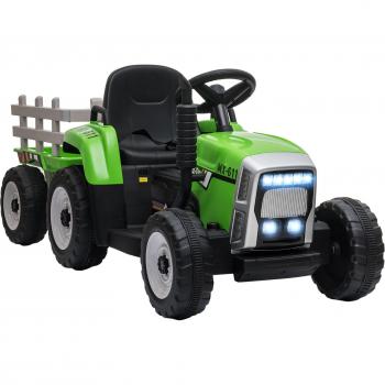 HOMCOM Elektro Kindertraktor mit Anhänger und Licht rot 136,5L x 50B x 52,5H cm