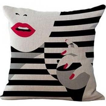 Coussin décoratif femme rayures miracille 45 cm